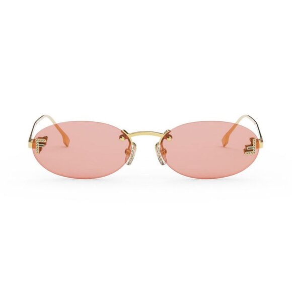 NWT FENDI SUNGLASSES WOMEN OVAL GOLD PINK EYEWEAR - Picture 3 of 4